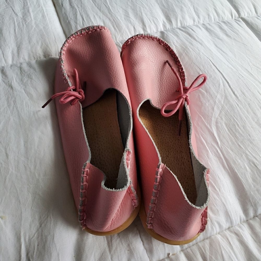 Slip on All Season Pink Moccasin Loafers - Picture 8 of 9